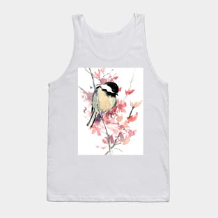 Chickadee and Cherry Blossom Tank Top